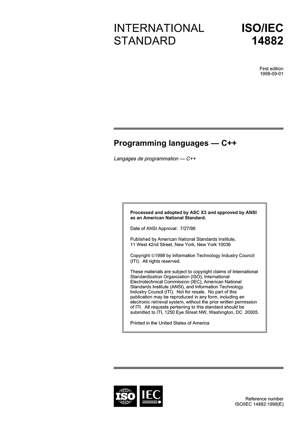 ISO/IEC 14882:1998